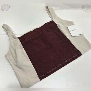 Beyond Yoga Women's XL Spacedye Vitality Colorblock Cropped Tank Brown Cream NWT